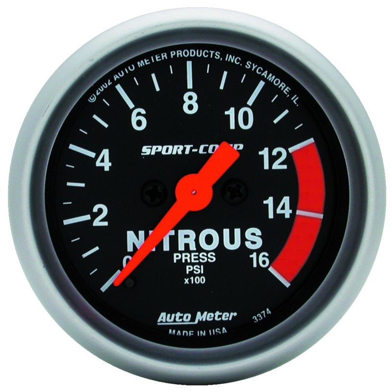 Autometer t Comp 3374 2" Nitrous 0-1600 PSI Gauge 3374 Photo - Primary