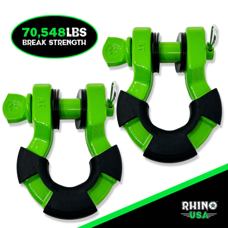 Rhino USA 8T Super Shackle 2-Pack (Green) SUPERSHACK-GRN SUPERSHACK-GRN Photo - Primary