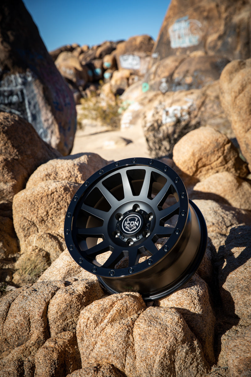 ICON Compression 17x8.5 5x5 -6mm Offset 4.5in BS 71.5mm Bore Double Black Wheel 2017857345DB 2017857345DB Photo - lifestyle view