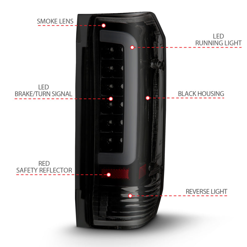 ANZO 1987-1996 Ford F-150 LED Taillights Black Housing Smoke Lens (Pair) 311351 311351 Photo - Unmounted