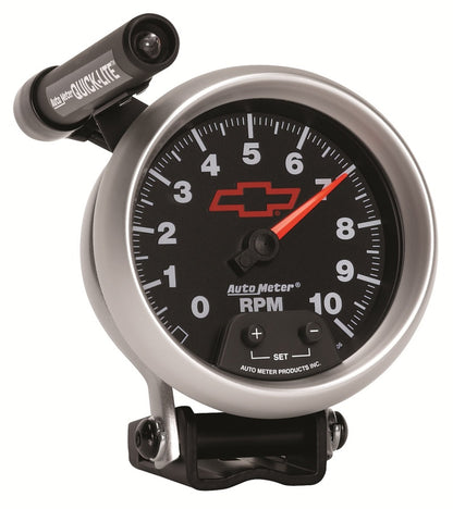 Autometer Tacho 3 3/4" 10k RPM Pedestal w Quick-Lite GM Bowtie Black 3690-00406 User 7
