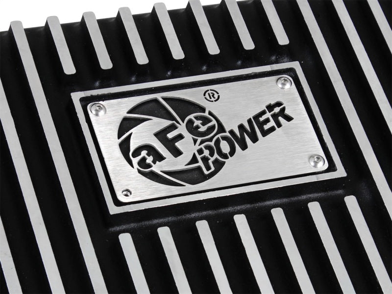 aFe Transmission Pan, Black w/ Machined Fins: Ford Trucks 93-08 (AODE/4R70 46-70222 Photo - Unmounted