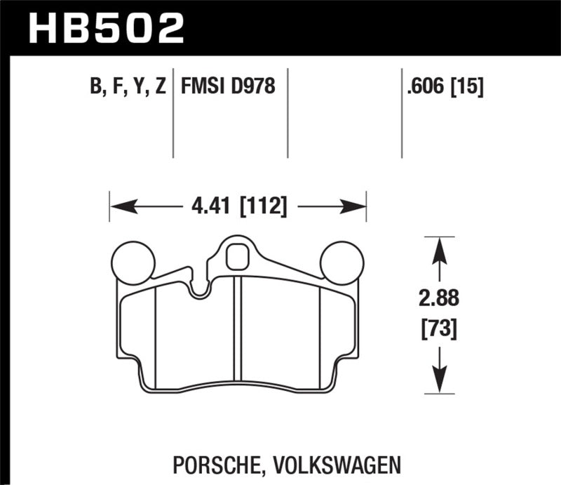 Hawk Ceramic Brake Pads Rear Audi Q7 Base 2007-2009 HB502Z.606 Photo - Primary