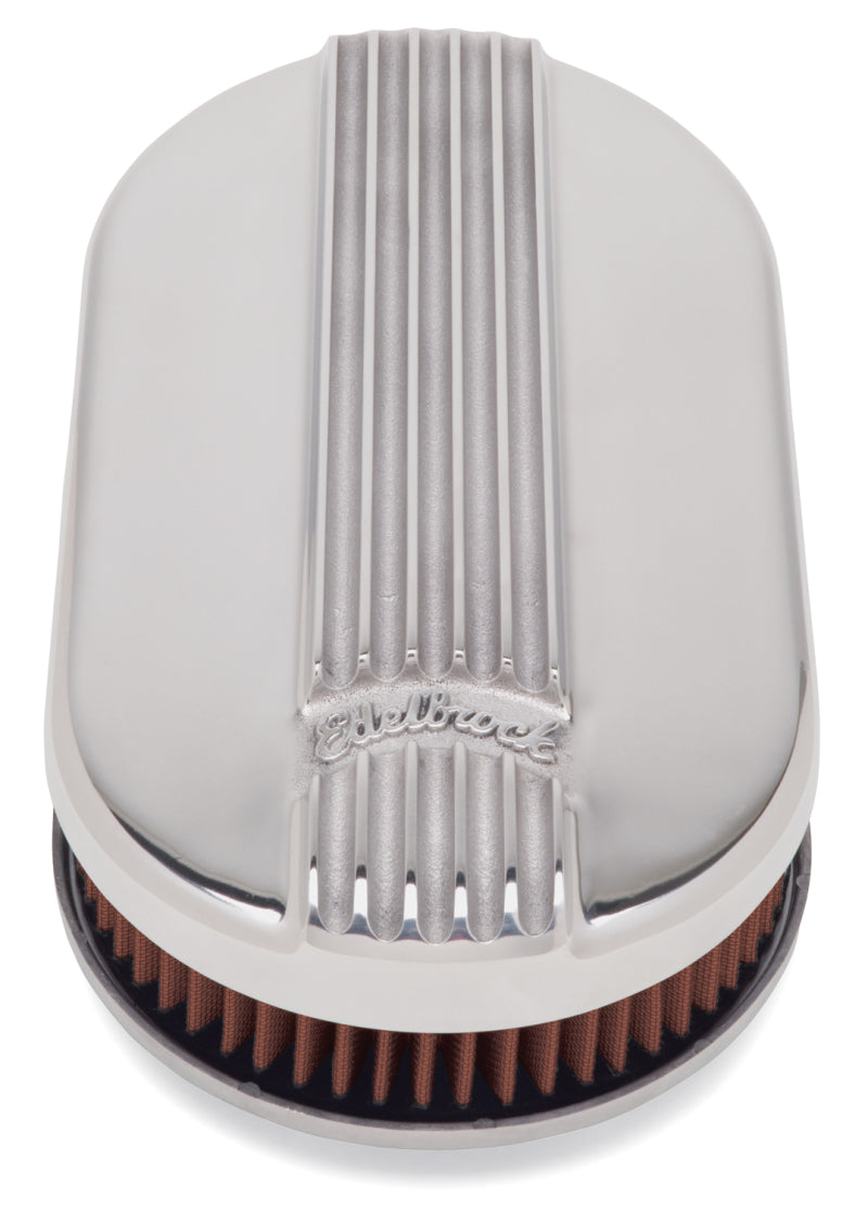 Edelbrock Air Cleaner, Classic Series, Oval, Aluminum Top, Cloth Element, 17.5 " 4115 Photo - Unmounted