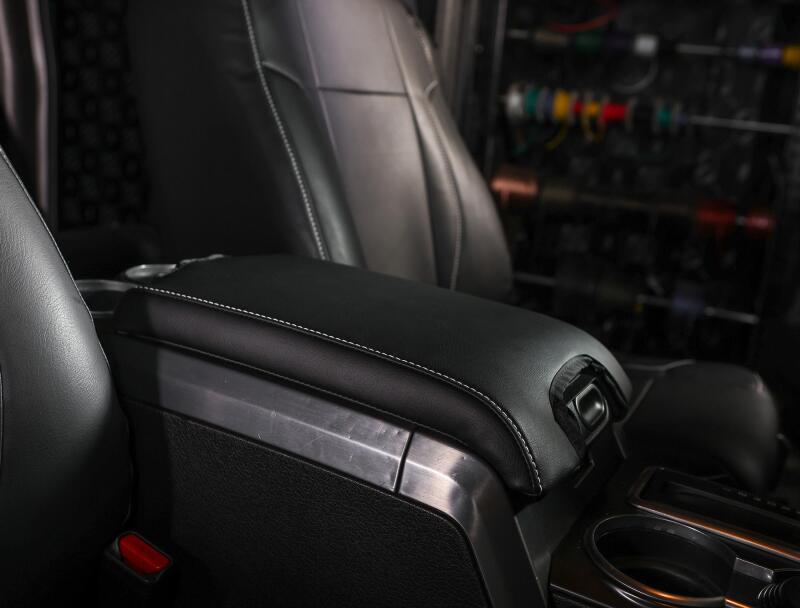 PRP Seats PRP 10-14 Ford Raptor  Center Console Cover- Black with Silver Stitch B107-06 B107-06 Photo - Close Up