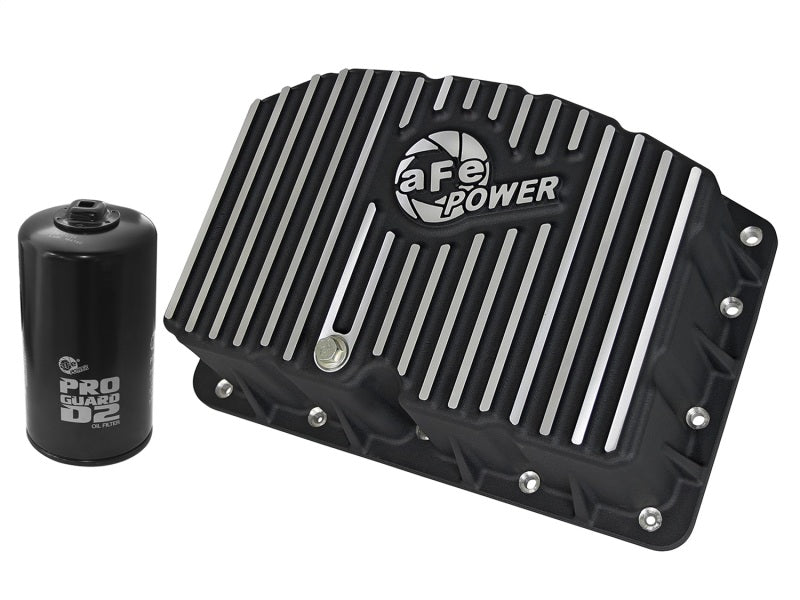 aFe Pro Series Engine Oil Pan Black w/ Machined Fins Ford Diesel Trucks 46-70322 Photo - Primary