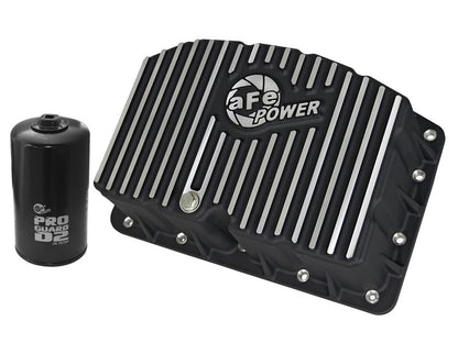 aFe Pro Series Engine Oil Pan Black w/ Machined Fins Ford Diesel Trucks 46-70322 Photo - Primary
