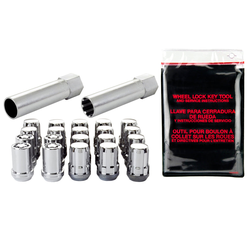 McGard SplineDrive Tuner 5 Lug Install Kit w/Locks & Tool (Cone) M12X1.5 / 13/16 Hex - Chrome 65557 65557 Photo - out of package