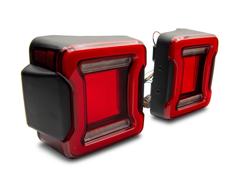 Raxiom 07-18 Jeep Wrangler JK Axial Series JL Style LED Tail Lights- BlkHousing- Red Lens J164242 J164242 Photo - Close Up