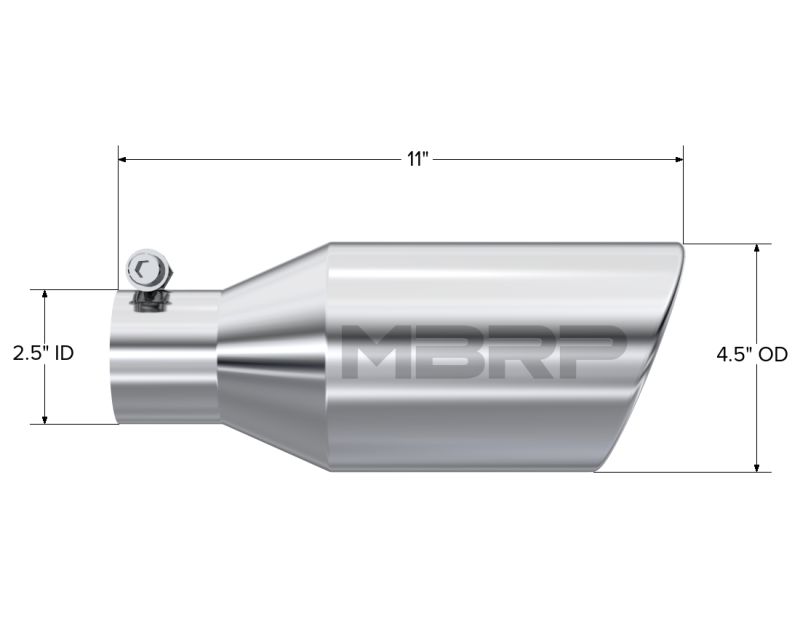 MBRP Universal Tip 4.5 O.D. Angle Rolled End 2.5 Inlet 11in Length T5160 Photo - Close Up