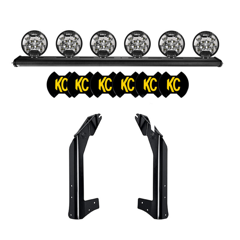 KC HiLiTES 07-18 Jeep JK 50in. Overhead Xross Bar Kit w/(6) SlimLite LED Lights 300W - Black 97063 97063 Photo - Primary