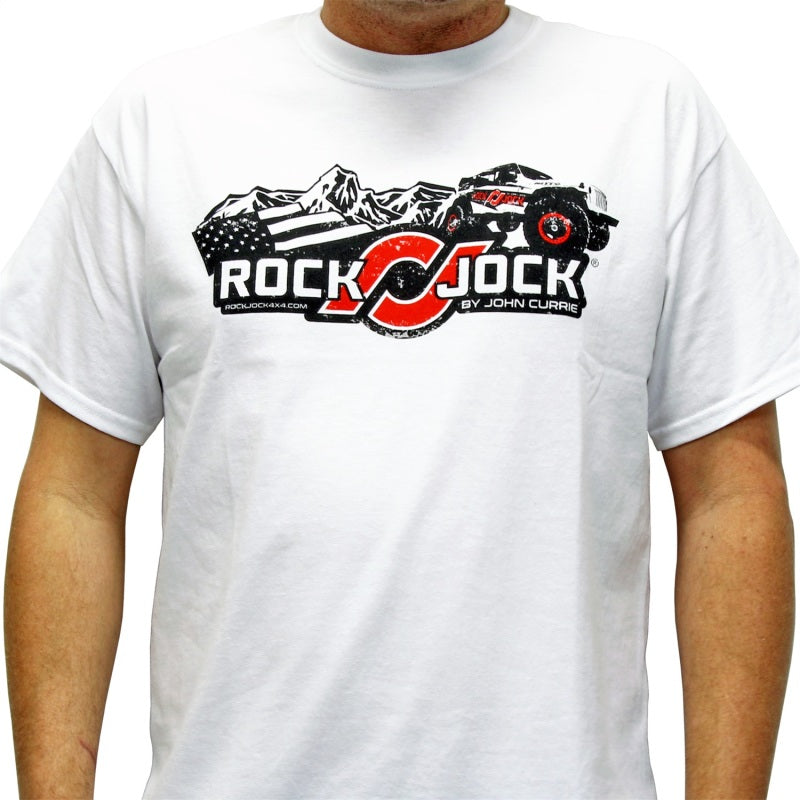 RockJock T-Shirt w/ Logo and Jeep White XXL Print on the Front RJ-711000-XXL