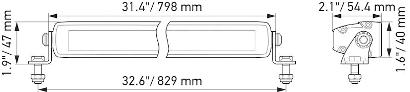 Hella Universal Black Magic 32in Thin Light Bar - Driving Beam 358176311 358176311 Technical Drawing