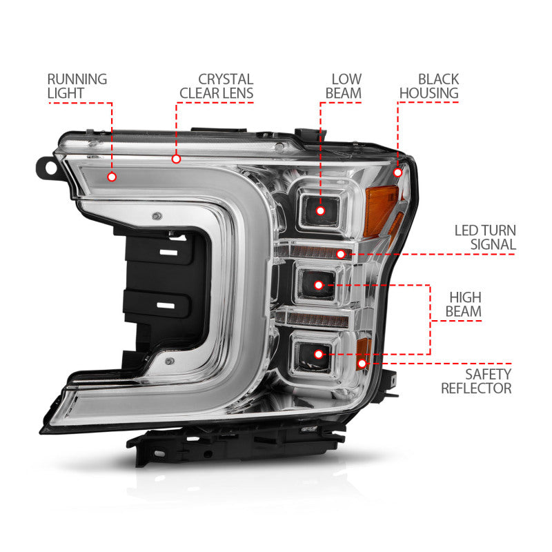 Anzo 18-20 Ford F-150 Full Led Projector Light Bar Style Headlights - Chrome Amber 111521 111521 User 1