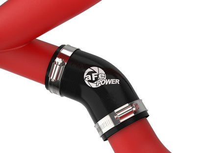 aFe BladeRunner 2 1/4in Intercooler Hot Side Charge Pipe 22-23 Ford Explorer V6-3.0L (tt) - Red 46-20678-R 46-20678-R Photo - Close Up