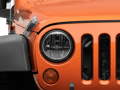 Raxiom 97-18 Jeep Wrangler TJ/JK Axial Series LED Headlights- Black Housing (Clear Lens) J108039 J108039 Photo - Close Up