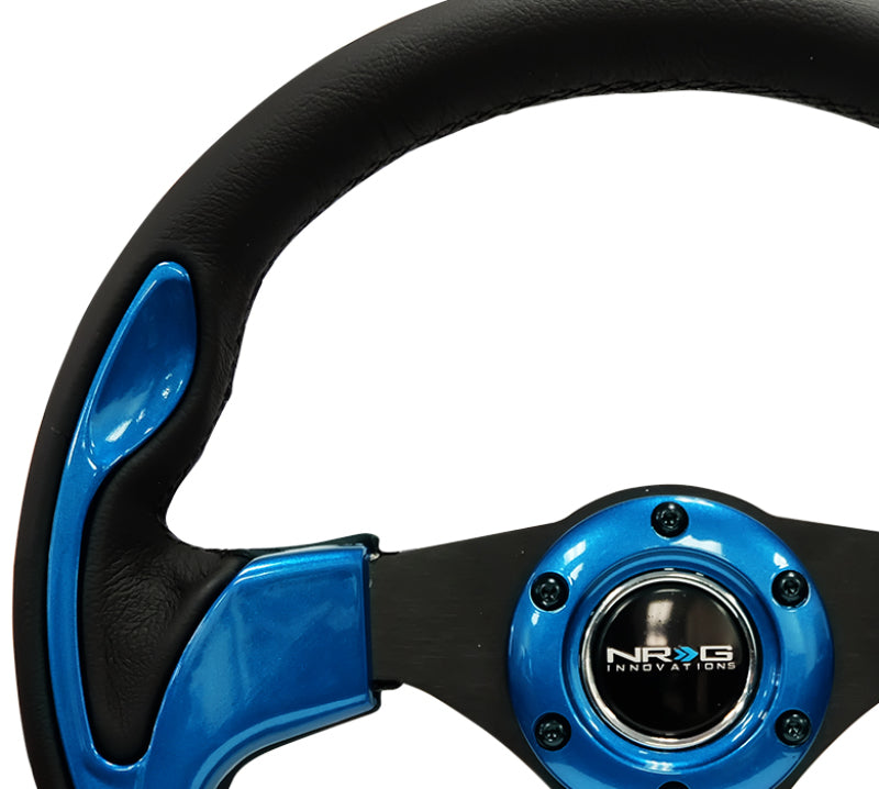 NRG Reinforced Steering Wheel- 320mm Sport Steering Wheel w/ Blue Trim RST-001BL Photo - Primary