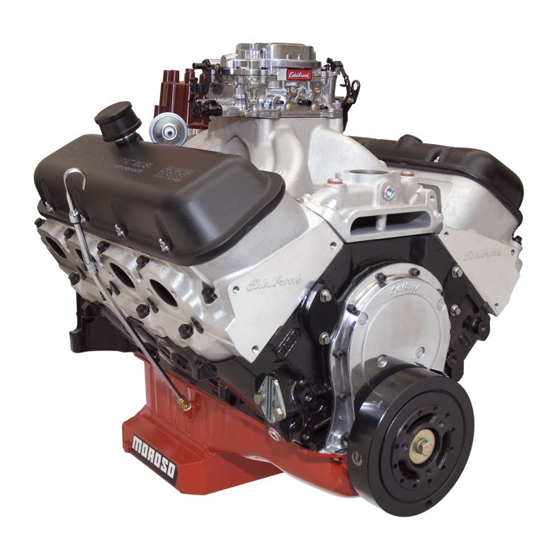 Edelbrock Crate Engine Edelbrock/Pat Musi 555 RPM XT BBC 675 HP Stock Exhaust Port Location 49550 49550 Photo - out of package