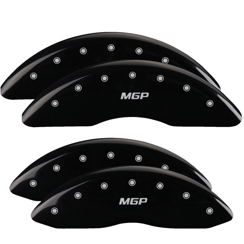 MGP 4 Caliper Covers Engraved Front & Rear MGP Black finish silver ch 55002SMGPBK 55002SMGPBK Photo - Primary