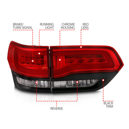 Anzo 2014-2016 Jeep Grand Cherokee LED Taillights Red/Clear 311268 Photo - out of package