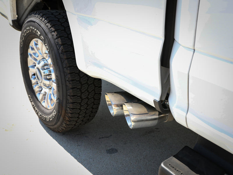 aFe Rebel Series 3in 409 SS Cat-Back Exhaust w/ Polish Tips 17-20 Ford F-250 V8 6.2L 49-43117-P 49-43117-P Photo - Mounted