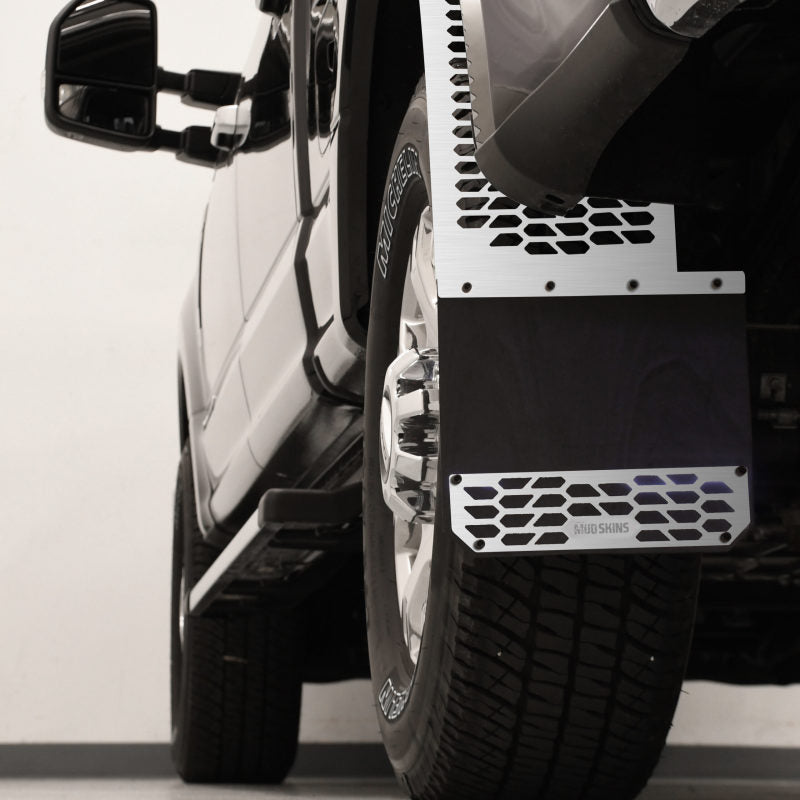Putco 17-20 Ford SuperDuty - Set of 2 (Excl Dually Rear) Mud Skins - Brushed SS w/ Hex Shield 78130 78130 Photo - Primary