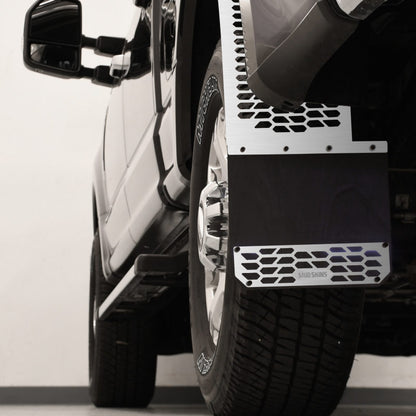 Putco 17-20 Ford SuperDuty - Set of 2 (Excl Dually Rear) Mud Skins - Brushed SS w/ Hex Shield 78130 78130 Photo - Primary