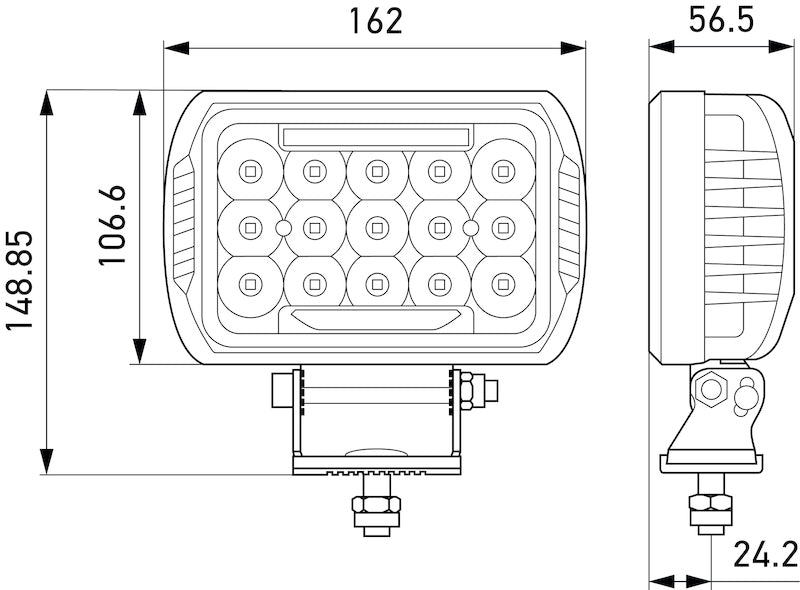 HELLA Value Fit 450 LED Lamp - 10-30 VDC 75W Driving Light Kit 358154051 358154051 Technical Drawing