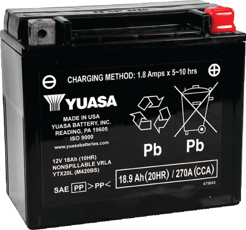 Yuasa Battery Yuasa YTX20L-BS Maintenance Free AGM 12 Volt Battery (Bottle Supplied) YUAM320BS YUAM320BS Photo - Primary