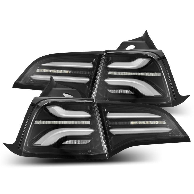 AlphaRex 17-22 Tesla Model 3 PRO-Series LED Tail Lights Jet Black w/Seq Sig 601010 601010 Photo - Primary