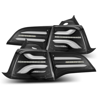 AlphaRex 17-22 Tesla Model 3 PRO-Series LED Tail Lights Jet Black w/Seq Sig 601010 601010 Photo - Primary