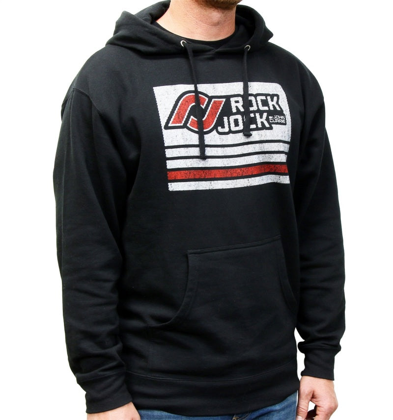 RockJock Hoodie Sweatshirt w/ Distressed Logo Black XL Print on Front RJ-713000-XL