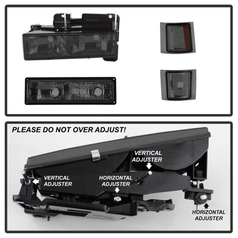 SPYDER Xtune Chevy Suburban 94-98 Headlights w/ Corner & Parking Lights 8pcs Smoked HD-JH-CCK88-AM-SM-SET 5072238 5072238 Photo - Unmounted