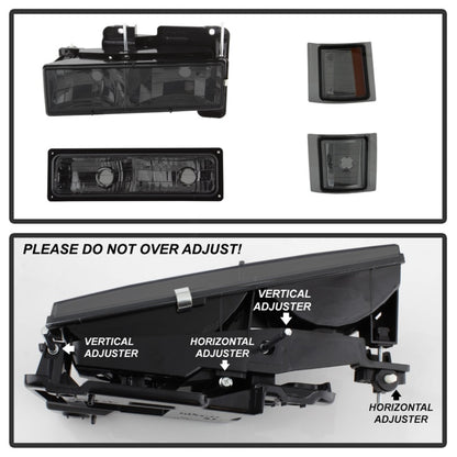 SPYDER Xtune Chevy Suburban 94-98 Headlights w/ Corner & Parking Lights 8pcs Smoked HD-JH-CCK88-AM-SM-SET 5072238 5072238 Photo - Unmounted