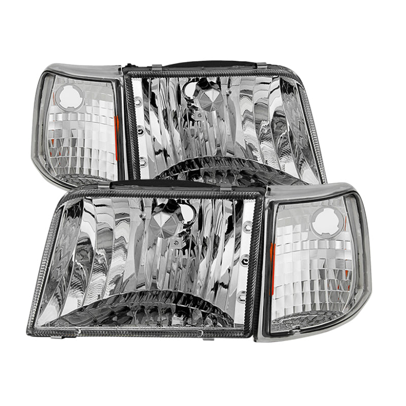 SPYDER Xtune Ford Ranger 93-97 Crystal Headlights w/ Corner Lights 4pcs Sets Chrome HD-JH-FR93-SET-C 9029370 9029370 Photo - Primary