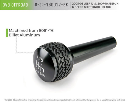 DV8 Offroad 2005-2010 Jeep TJ/JK 6-Speed Shift Knob Black Finish D-JP-180012-BK D-JP-180012-BK Product Brochure - a specific brochure describing a Product
