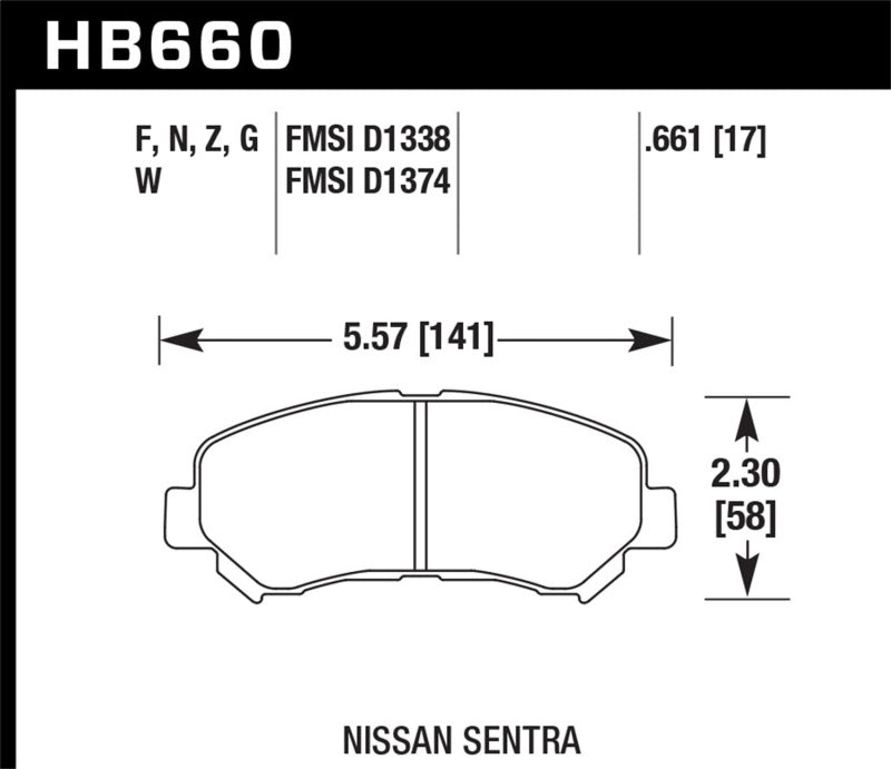Hawk Ceramic Brake Pads Front Nissan Rogue All 2008-2010 HB660Z.661 Photo - Primary