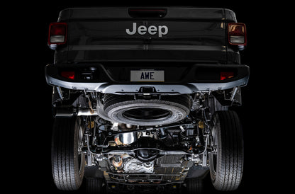 AWE Tuning 20-21 Jeep Gladiator JT 3.6L Tread Edition Cat-Back Single Side Exhaust - Diamond Blk Ti 3015-23103 3015-23103 Photo - out of package