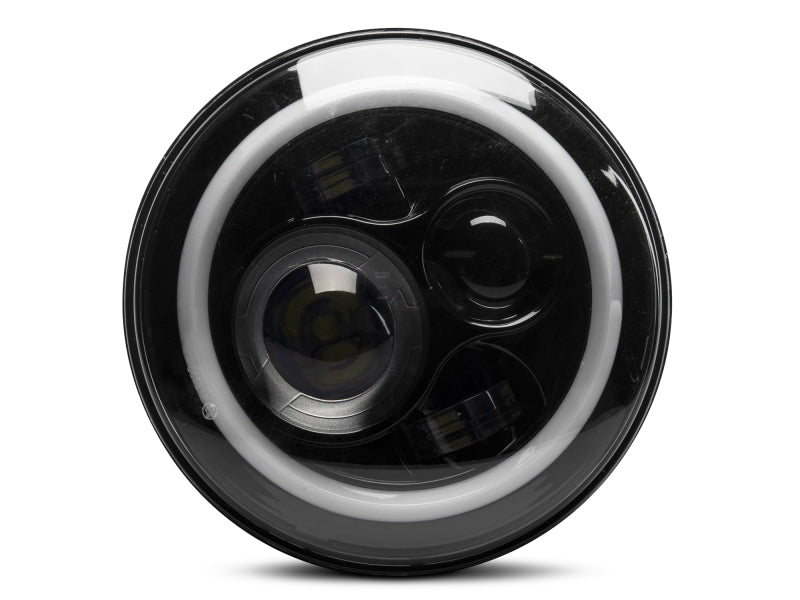 Raxiom 97-18 Jeep Wrangler TJ/JK Axial Halo Headlights w/ DRL Amber Signals- Blk Hsng (Clear Lens) J108037 J108037 Photo - Close Up