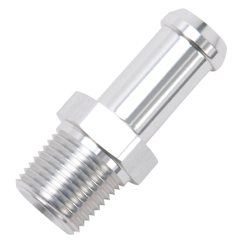 Edelbrock Hose End, Straight, 3/8" NPT to 1/2" Barb, Clear Anodize 8115 Photo - out of package