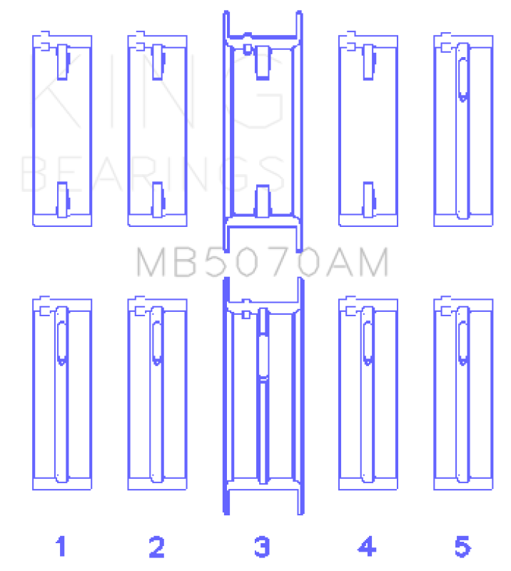 King Engine Bearings Audi/VW Ck/Cy/Ha/Jk/Ky/Rp/Zf/Aeb (Size +0.25mm) Main Bearing Set MB5070AM0.25 MB5070AM0.25 Photo - Primary