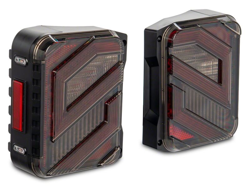 Raxiom 07-18 Jeep Wrangler JK Axial Series Trident LED Tail Lights- Blk Housing (Clear Lens) J173719 J173719 Photo - Close Up