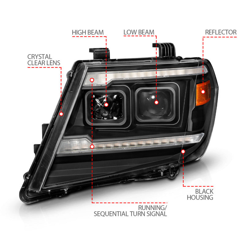 ANZO 09-20 Nissan Frontier Projector Headlights | Sequential & Switchback LED DRL 111597 User 3