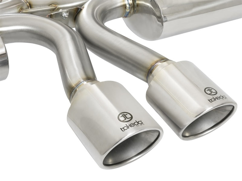 aFe Takeda 3in 304 Stainless Steel Cat-Back Exhaust System w/ Dual Center 49-36618-P Photo - Unmounted