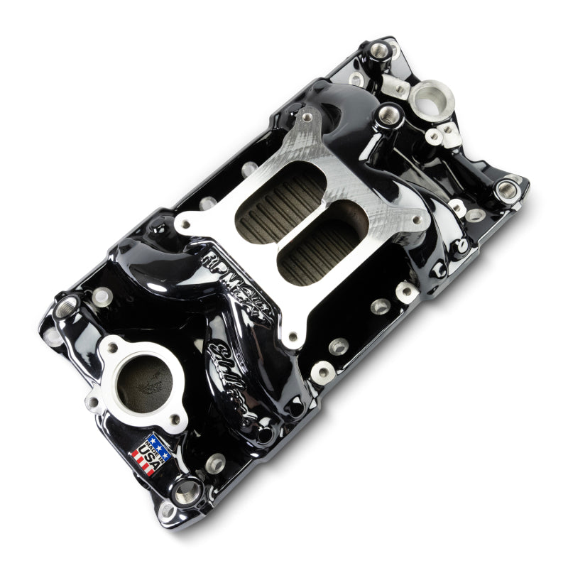Edelbrock Chevy Small Block Performer RPM AIR-Gap Intake Manifold Black Plasma Finish 7501-BP 7501-BP Photo - out of package