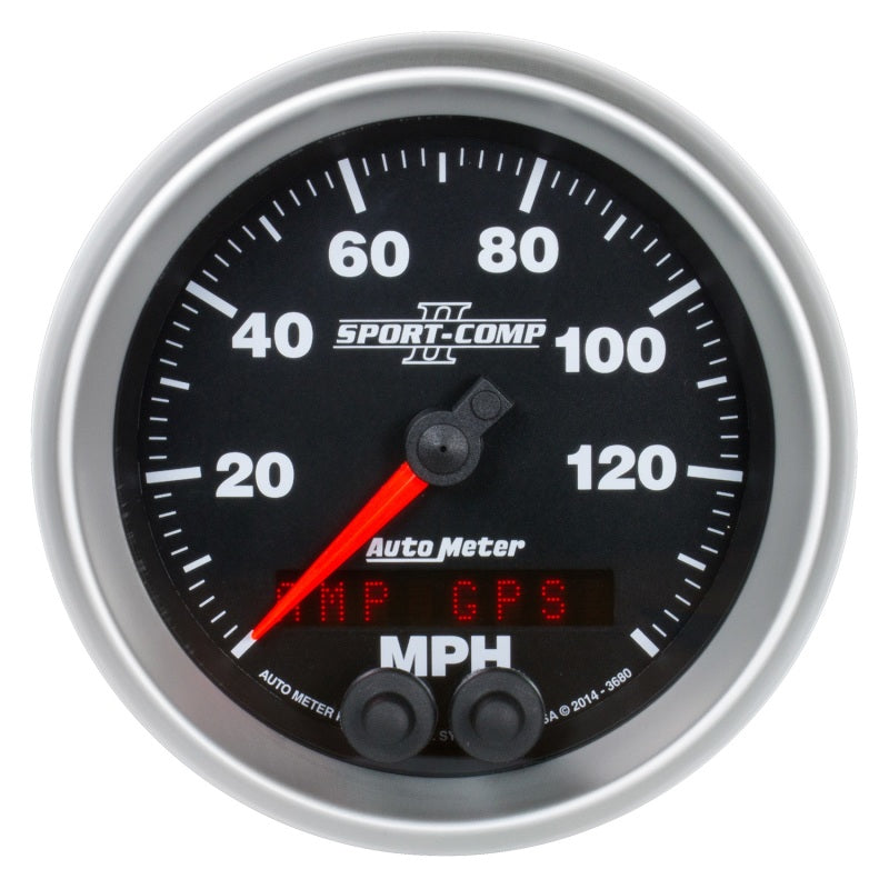 Autometer Gauge, Speedometer, 3 3/8", 140 Mph, Gps, Sport-Comp II 3680 Photo - Primary