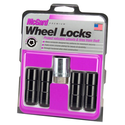 McGard Wheel Lock Nut Set - 4pk. (Cone Seat Duplex) 9/16-18 / 7/8 Hex / 2.5in. Length - Black 24144 24144 Photo - in package