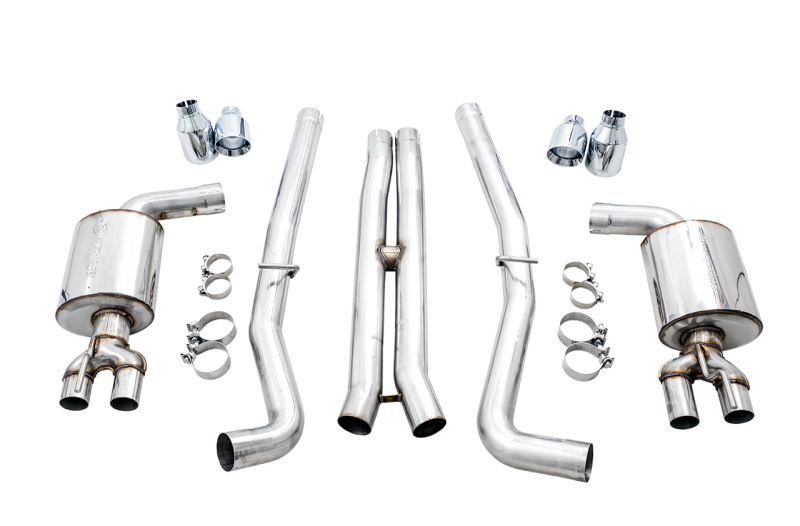 AWE Tuning 2015+ Challenger 5.7L Touring Edition Exhaust - Non-Resonated - Chrome Silver Quad Tips 3020-42076 3020-42076 Photo - out of package
