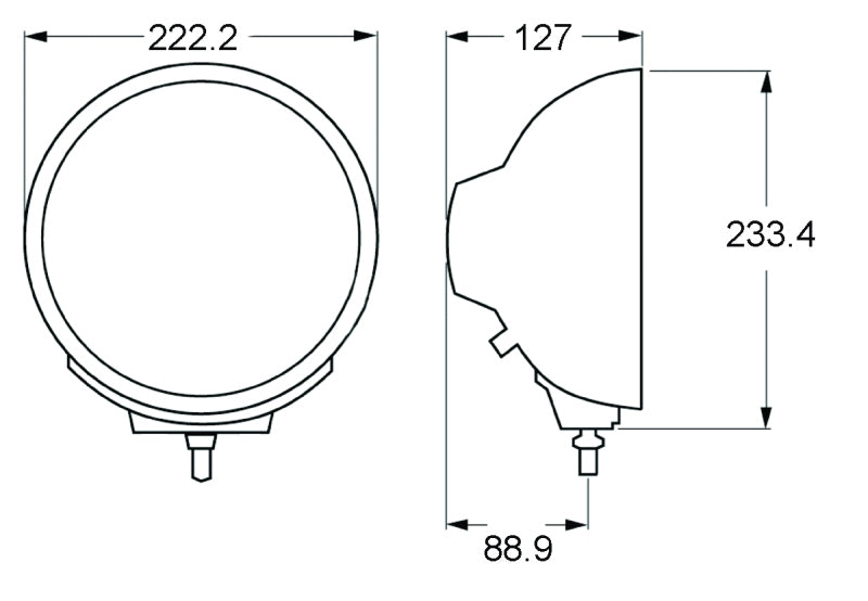 Hella Rallye 4000 series BlackEuro Beam 12V Halogen Lamp with Position Lamp H12560031 H12560031 Technical Drawing