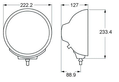 Hella Rallye 4000 series BlackEuro Beam 12V Halogen Lamp with Position Lamp H12560031 H12560031 Technical Drawing